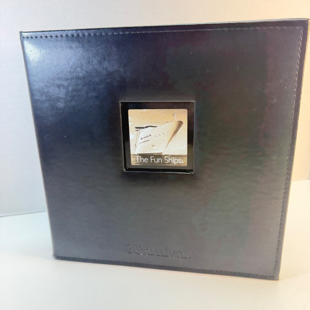 Carnival Photo Album‎ Black The Fun Ships Cruise Souvenir Faux Leather Frame